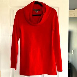 Red, cowl neck/oversized turtle neck French Connection sweater (M). Nerved worn